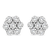 Bids.com 14K White Gold 1/2 cttw Round-Cut Diamond Floral Stud Earrings (I-J Color, SI2-I1 Clarity) Earrings