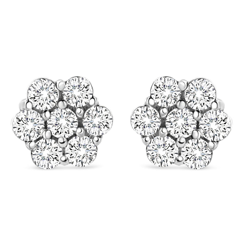 Bids.com 14K White Gold 1/2 cttw Round-Cut Diamond Floral Stud Earrings (I-J Color, SI2-I1 Clarity) Earrings