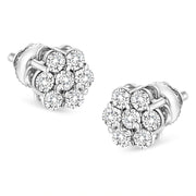 Bids.com 14K White Gold 1/2 cttw Round-Cut Diamond Floral Stud Earrings (I-J Color, SI2-I1 Clarity) Earrings