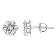 Bids.com 14K White Gold 1/2 cttw Round-Cut Diamond Floral Stud Earrings (I-J Color, SI2-I1 Clarity) Earrings