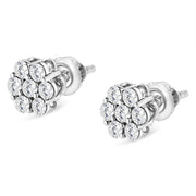 Bids.com 14K White Gold 1/2 cttw Round-Cut Diamond Floral Stud Earrings (I-J Color, SI2-I1 Clarity) Earrings
