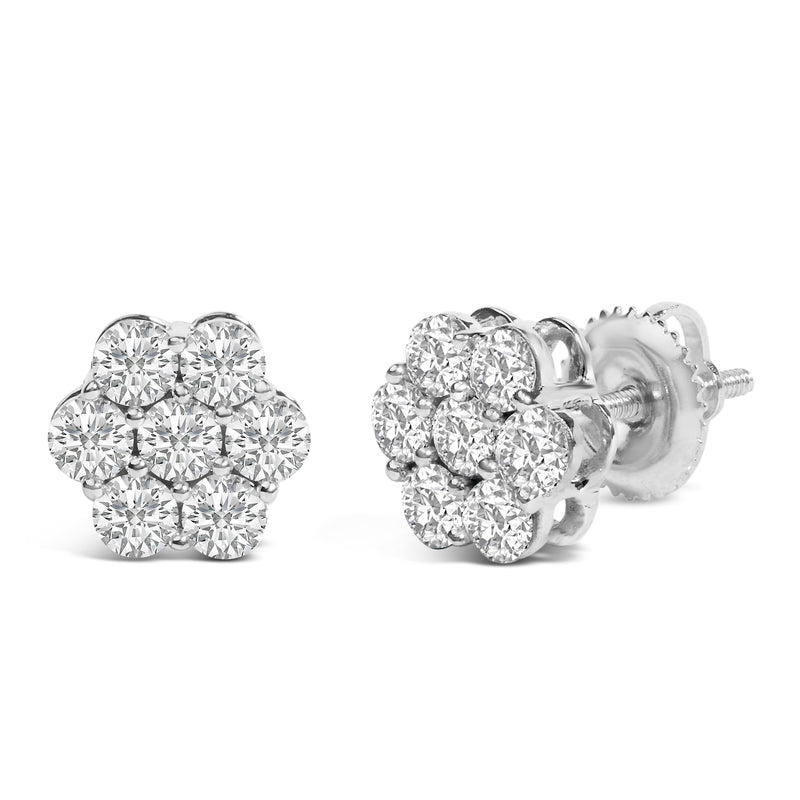 Bids.com 14KT White Gold 1 cttw Diamond Composite Stud Earrings (I-J, SI2-I1) Earrings