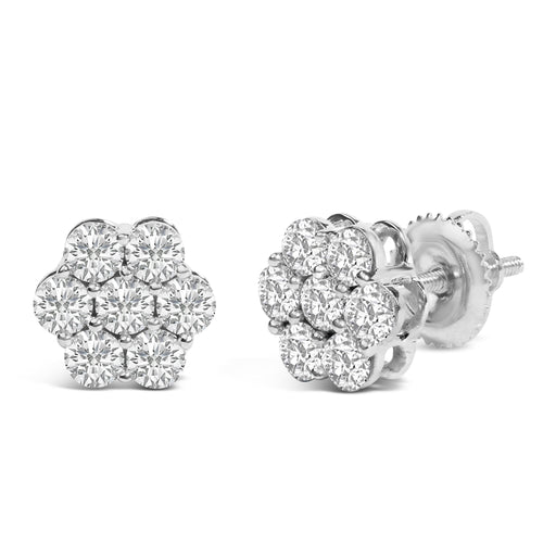 Bids.com 14KT White Gold 1 cttw Diamond Composite Stud Earrings (I-J, SI2-I1) Earrings White Smoke White.Gold / 1.01,White.Gold / 0.75