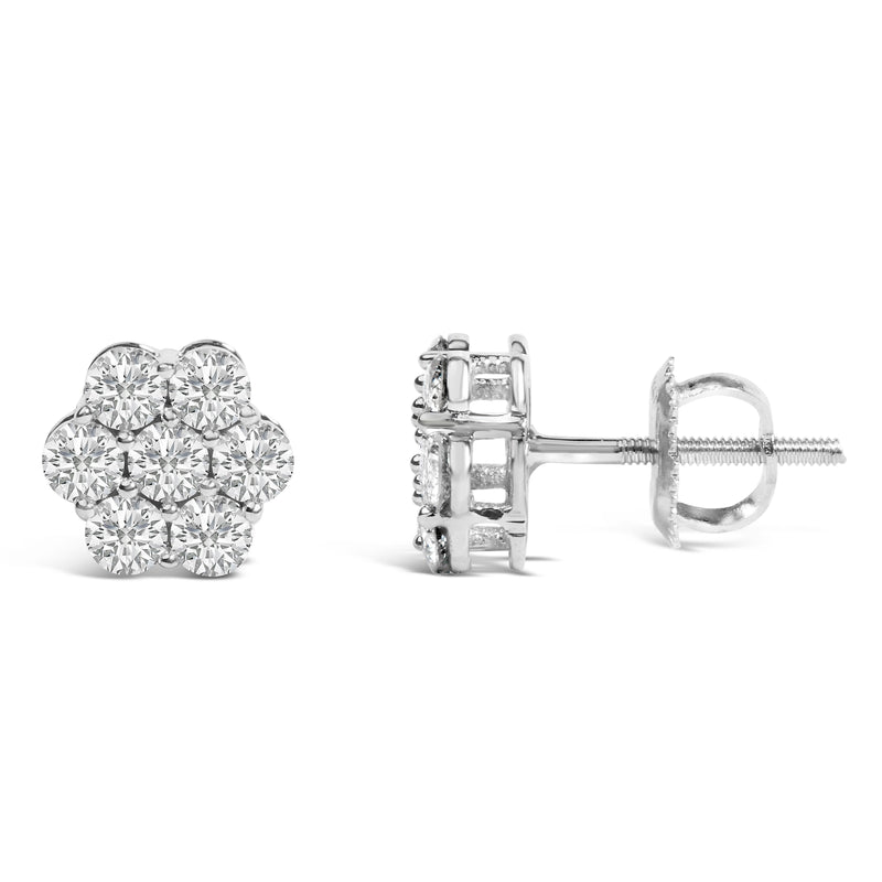 Bids.com 14KT White Gold 1 cttw Diamond Composite Stud Earrings (I-J, SI2-I1) Earrings