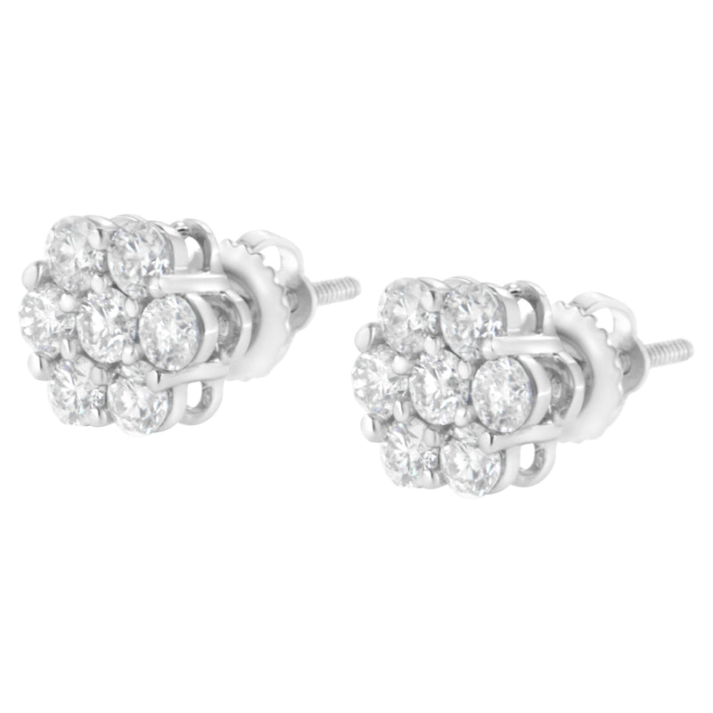 Bids.com 14KT White Gold 1 cttw Diamond Composite Stud Earrings (I-J, SI2-I1) Earrings