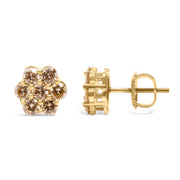Bids.com 14K Yellow Gold 1.0 Cttw Diamond Floral Stud Earrings (J-K Color, VS2-SI1 Clarity) Earrings