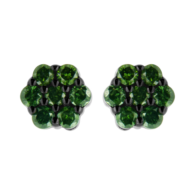 Bids.com .925 Sterling Silver 1/4 Cttw Treated Yellow Diamond Floral Stud Earrings (Yellow Color, I1-I2 Clarity) Earrings