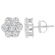 Bids.com Sterling Silver 2 cttw Floral Composite 7 Stone Diamond Stud Earring (I-J, I1-I2) Earrings