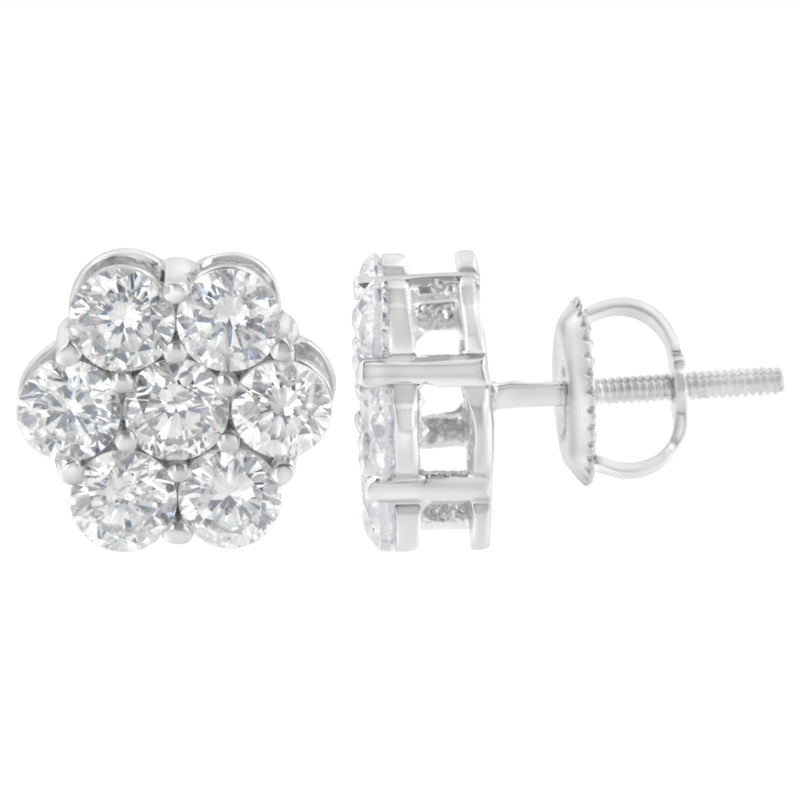 Bids.com Sterling Silver 2 cttw Floral Composite 7 Stone Diamond Stud Earring (I-J, I1-I2) Earrings