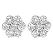 Bids.com Sterling Silver 2 cttw Floral Composite 7 Stone Diamond Stud Earring (I-J, I1-I2) Earrings