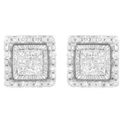 Bids.com 10K White Gold 1/2 cttw Invisible Set Princess-Cut Diamond Square Stud Earring (I-J Color, I1-I2 Clarity) Earrings