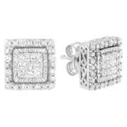 Bids.com 10K White Gold 1/2 cttw Invisible Set Princess-Cut Diamond Square Stud Earring (I-J Color, I1-I2 Clarity) Earrings