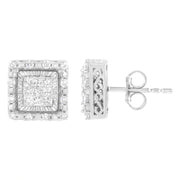 Bids.com 10K White Gold 1/2 cttw Invisible Set Princess-Cut Diamond Square Stud Earring (I-J Color, I1-I2 Clarity) Earrings