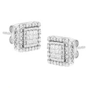 Bids.com 10K White Gold 1/2 cttw Invisible Set Princess-Cut Diamond Square Stud Earring (I-J Color, I1-I2 Clarity) Earrings