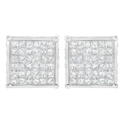 Bids.com 10K White Gold 2ct TDW Princess-Cut Composite Diamond Stud Earring (I-J ,I2-I3) Earrings