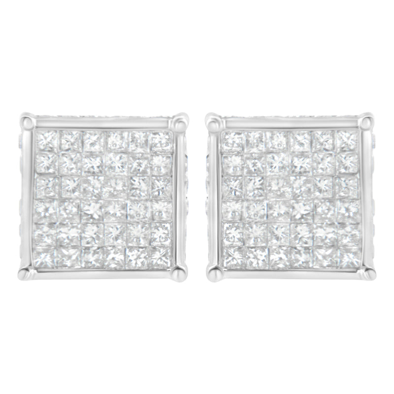 Bids.com 10K White Gold 2ct TDW Princess-Cut Composite Diamond Stud Earring (I-J ,I2-I3) Earrings