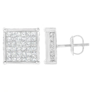 Bids.com 10K White Gold 2ct TDW Princess-Cut Composite Diamond Stud Earring (I-J ,I2-I3) Earrings