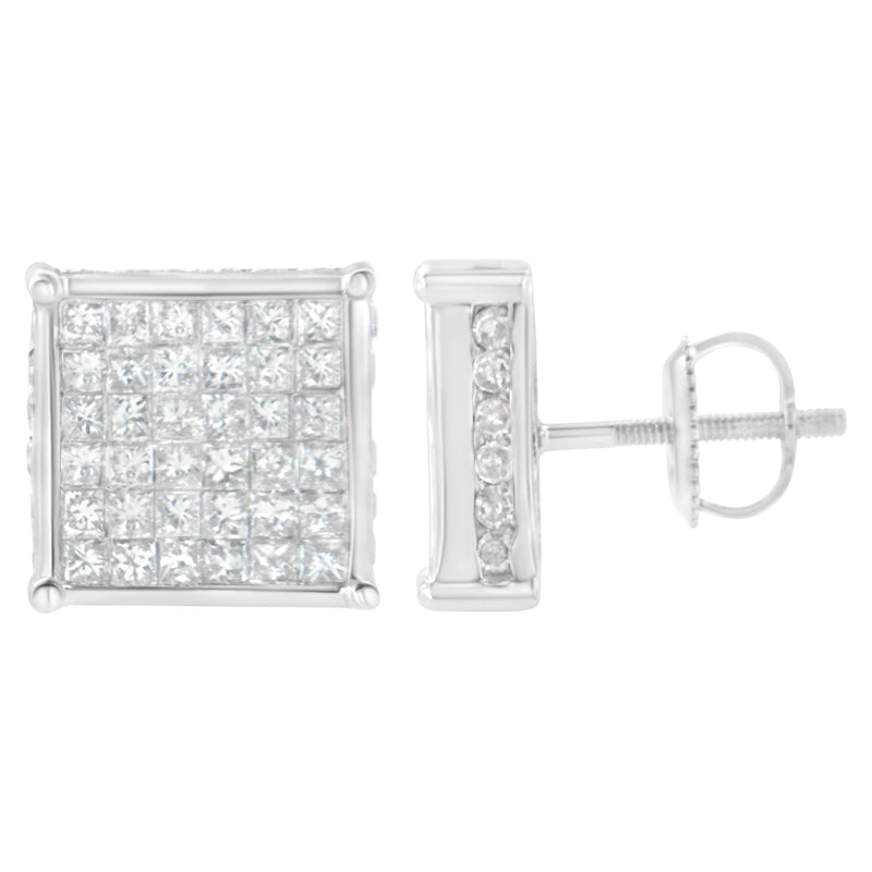Bids.com 10K White Gold 2ct TDW Princess-Cut Composite Diamond Stud Earring (I-J ,I2-I3) Earrings