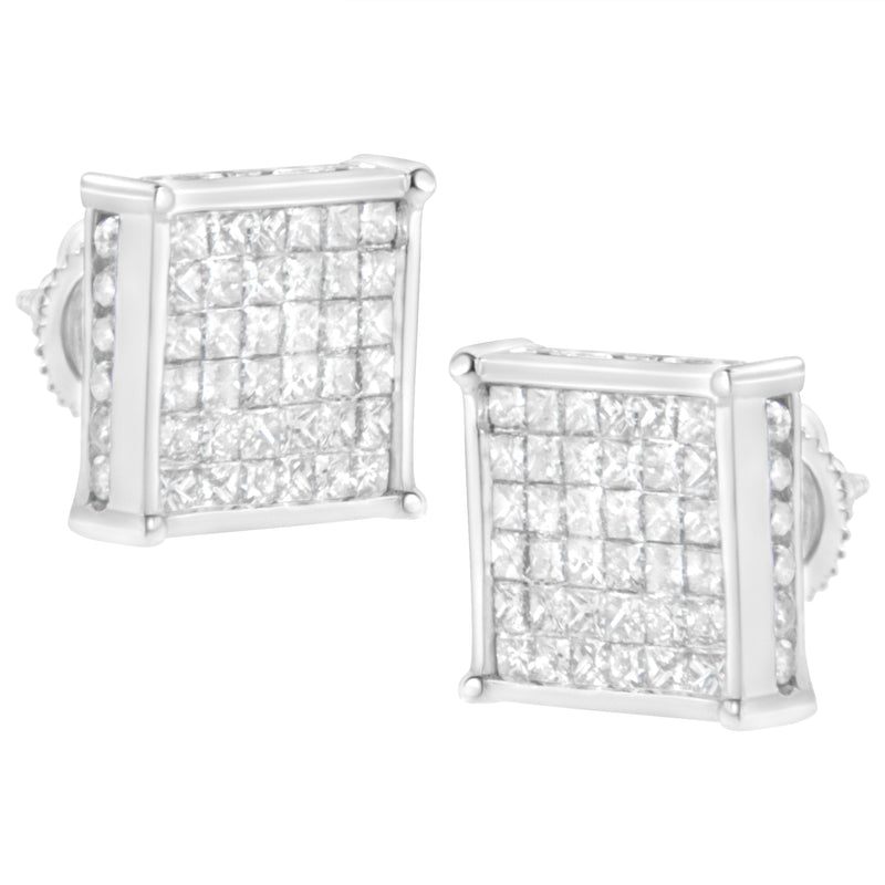 Bids.com 10K White Gold 2ct TDW Princess-Cut Composite Diamond Stud Earring (I-J ,I2-I3) Earrings