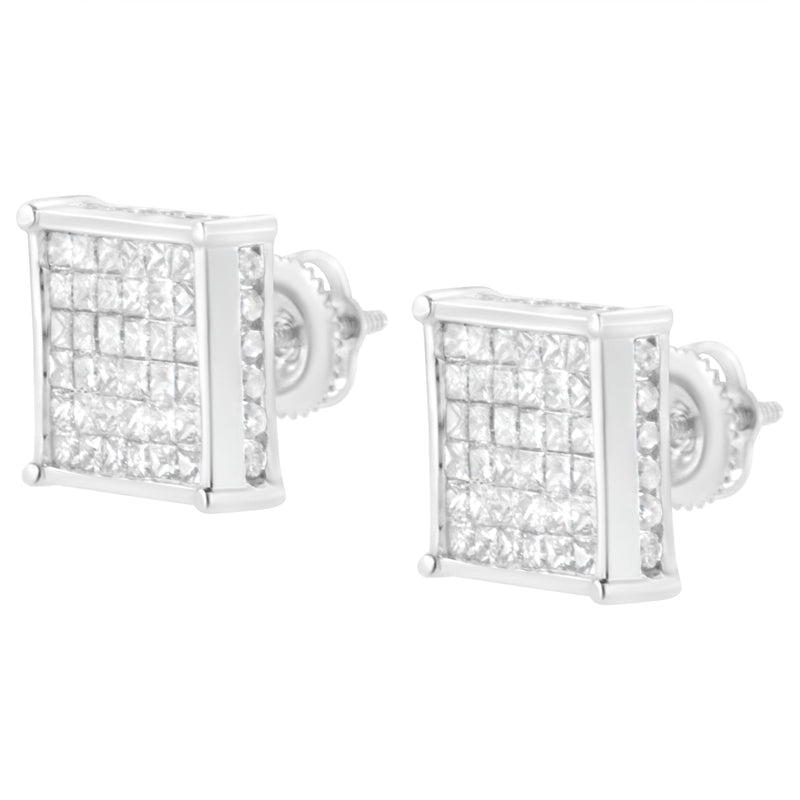 Bids.com 10K White Gold 2ct TDW Princess-Cut Composite Diamond Stud Earring (I-J ,I2-I3) Earrings