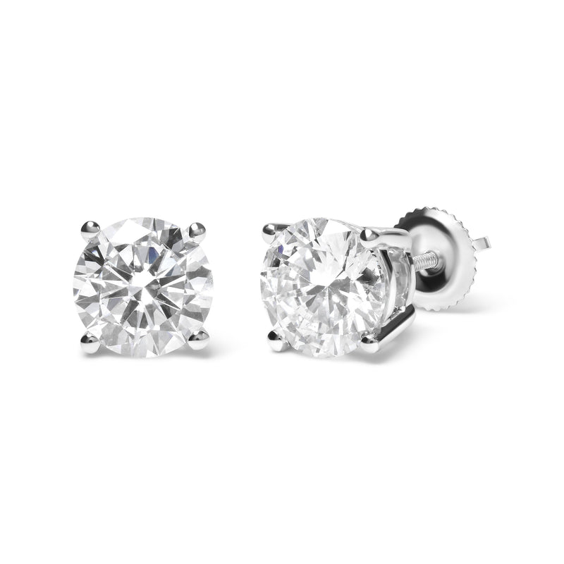 Bids.com IGI Certified 14K White Gold 5.00 Cttw Round Brilliant-Cut Lab Grown Diamond Classic 4-Prong Stud Earrings with Screw Backs (F-G Color, SI1 Clarity) Earrings