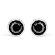 Bids.com .925 Sterling Silver 4.00 Cttw Round Brilliant-Cut Black Diamond Bezel-Set Stud Earrings with Screw Backs (Fancy Color-Enhanced, I2-I3 Clarity) Earrings