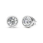 Bids.com 14K White Gold 1.0 Cttw Lab Grown Diamond Screw-Back Classic Bezel Solitaire Stud Earrings (G-H Color, VS2-SI1 Clarity) Earrings
