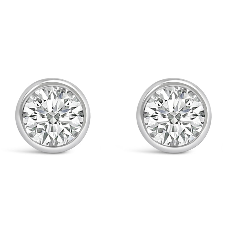 Bids.com 14K White Gold 1.0 Cttw Lab Grown Diamond Screw-Back Classic Bezel Solitaire Stud Earrings (G-H Color, VS2-SI1 Clarity) Earrings