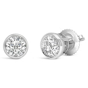 Bids.com 14K White Gold 1.0 Cttw Lab Grown Diamond Screw-Back Classic Bezel Solitaire Stud Earrings (G-H Color, VS2-SI1 Clarity) Earrings