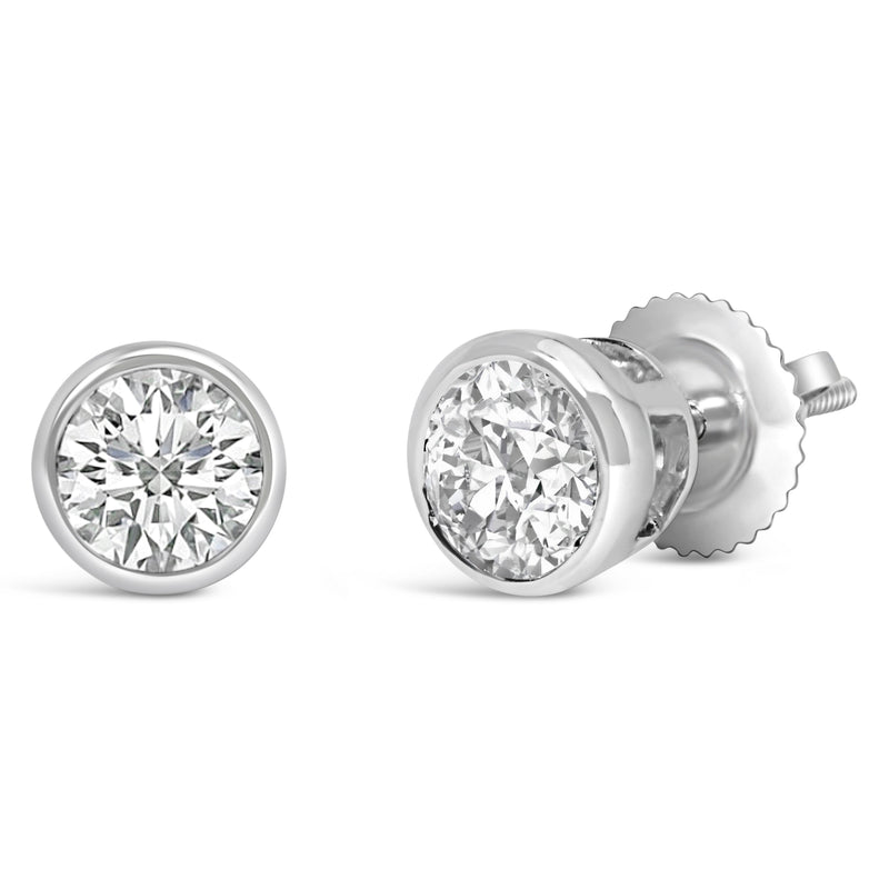 Bids.com 14K White Gold 1.0 Cttw Lab Grown Diamond Screw-Back Classic Bezel Solitaire Stud Earrings (G-H Color, VS2-SI1 Clarity) Earrings