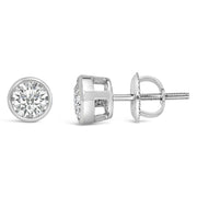 Bids.com 14K White Gold 1.0 Cttw Lab Grown Diamond Screw-Back Classic Bezel Solitaire Stud Earrings (G-H Color, VS2-SI1 Clarity) Earrings