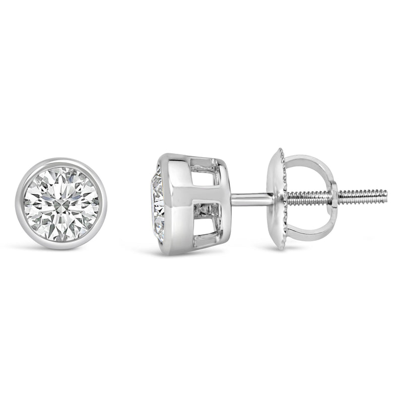 Bids.com 14K White Gold 1.0 Cttw Lab Grown Diamond Screw-Back Classic Bezel Solitaire Stud Earrings (G-H Color, VS2-SI1 Clarity) Earrings