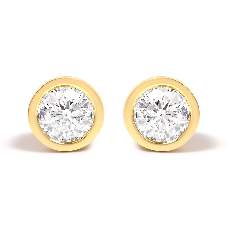 Bids.com 14K White Gold 1.0 Cttw Lab Grown Diamond Screw-Back Classic Bezel Solitaire Stud Earrings (G-H Color, VS2-SI1 Clarity) Earrings