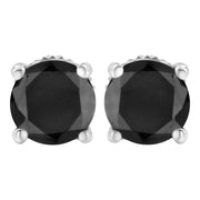 Bids.com .925 Sterling Silver 2.00 Cttw Round Brilliant-Cut Black Diamond Classic 4-Prong Stud Earrings with Screw Backs (Fancy Color-Enhanced, I2-I3 Clarity) Earrings