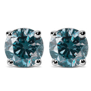 Bids.com 14K White Gold 1/2 Cttw Round Brilliant Cut Lab Grown Blue Diamond 4-Prong Classic Solitaire Stud Earrings (Blue Color, VVS2-VS1 Clarity) Earrings