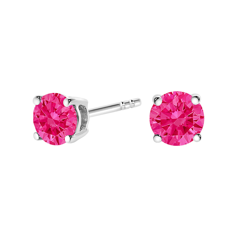 Bids.com 10K White Gold 1/2 Cttw Lab Created Round Brilliant Cut Pink Diamond Classic 4-Prong Solitaire Stud Earrings (Fancy Pink Color, VVS2-VS1 Clarity) Earrings