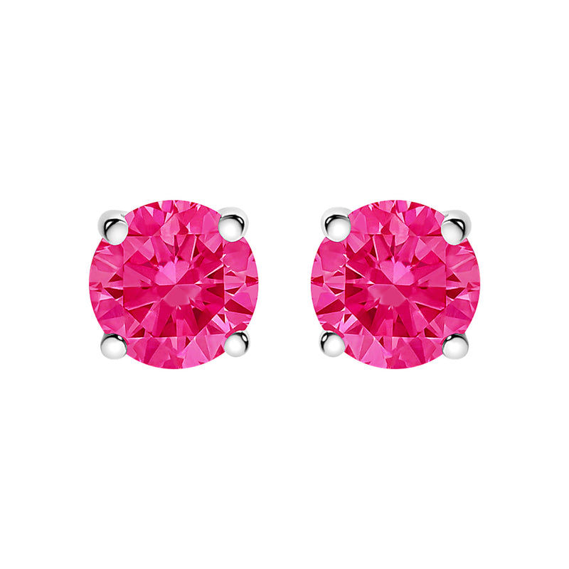 Bids.com 10K White Gold 1/2 Cttw Lab Created Round Brilliant Cut Pink Diamond Classic 4-Prong Solitaire Stud Earrings (Fancy Pink Color, VVS2-VS1 Clarity) Earrings