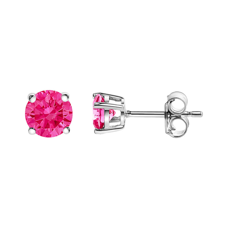 Bids.com 10K White Gold 1/2 Cttw Lab Created Round Brilliant Cut Pink Diamond Classic 4-Prong Solitaire Stud Earrings (Fancy Pink Color, VVS2-VS1 Clarity) Earrings
