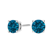 Bids.com 14K White Gold 1.00 Cttw Blue Lab Grown Diamond Stud Earrings with Screw Backs Earrings