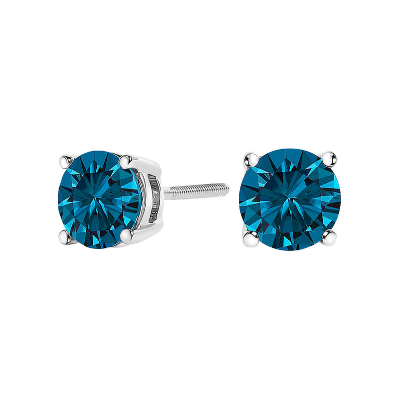 Bids.com 14K White Gold 1.00 Cttw Blue Lab Grown Diamond Stud Earrings with Screw Backs Earrings