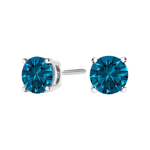 Bids.com 14K White Gold 1.00 Cttw Blue Lab Grown Diamond Stud Earrings with Screw Backs Earrings