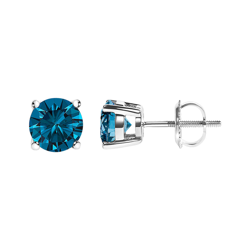 Bids.com 14K White Gold 1.00 Cttw Blue Lab Grown Diamond Stud Earrings with Screw Backs Earrings