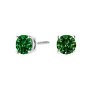 Bids.com 14K White Gold 1.0 Cttw Lab Grown Green Diamond Classic Solitaire Stud Earrings Earrings