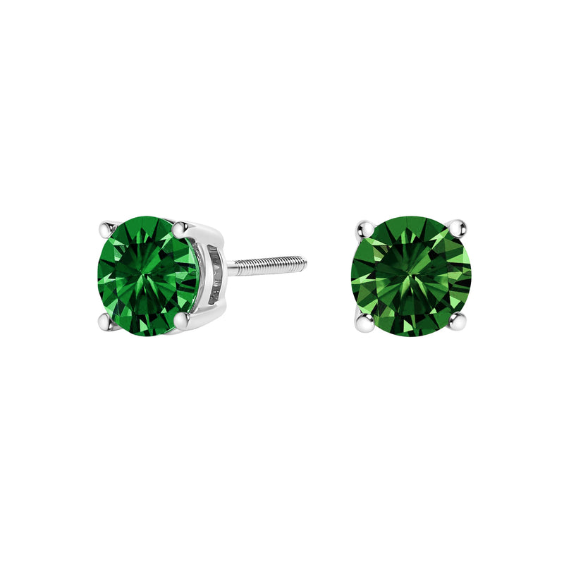 Bids.com 14K White Gold 1.0 Cttw Lab Grown Green Diamond Classic Solitaire Stud Earrings Earrings