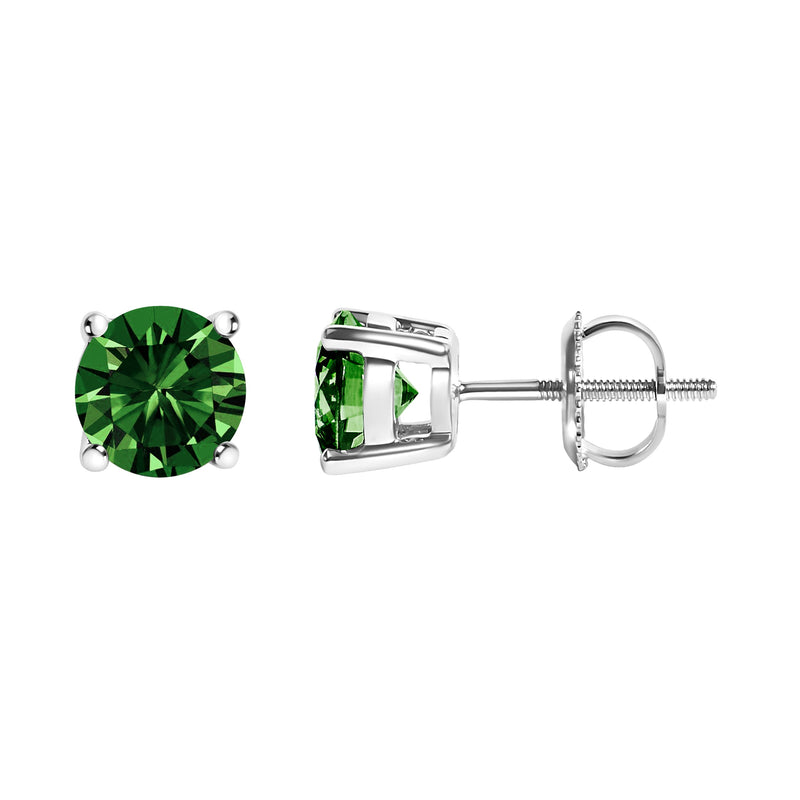 Bids.com 14K White Gold 1.0 Cttw Lab Grown Green Diamond Classic Solitaire Stud Earrings Earrings