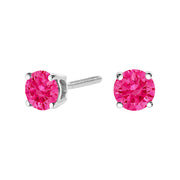 Bids.com 10K White Gold 1.0 Cttw Lab Created Round Brilliant Cut Pink Diamond Classic 4-Prong Solitaire Stud Earrings (Fancy Pink Color, VVS2-VS1 Clarity) Earrings