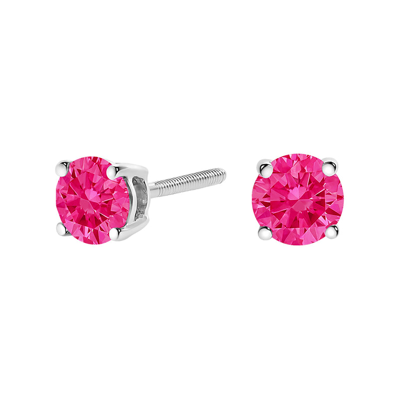 Bids.com 10K White Gold 1.0 Cttw Lab Created Round Brilliant Cut Pink Diamond Classic 4-Prong Solitaire Stud Earrings (Fancy Pink Color, VVS2-VS1 Clarity) Earrings
