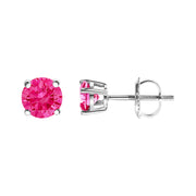 Bids.com 10K White Gold 1.0 Cttw Lab Created Round Brilliant Cut Pink Diamond Classic 4-Prong Solitaire Stud Earrings (Fancy Pink Color, VVS2-VS1 Clarity) Earrings