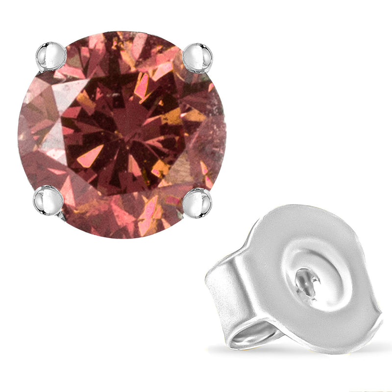 Bids.com 10K White Gold 1.0 Cttw Lab Created Round Brilliant Cut Pink Diamond Classic 4-Prong Solitaire Stud Earrings (Fancy Pink Color, VVS2-VS1 Clarity) Earrings