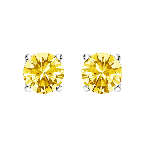 Bids.com 14K White Gold 1.0 Cttw Lab Grown Yellow Diamond Solitaire Stud Earrings (Yellow Color, VS2-SI1 Clarity) Earrings